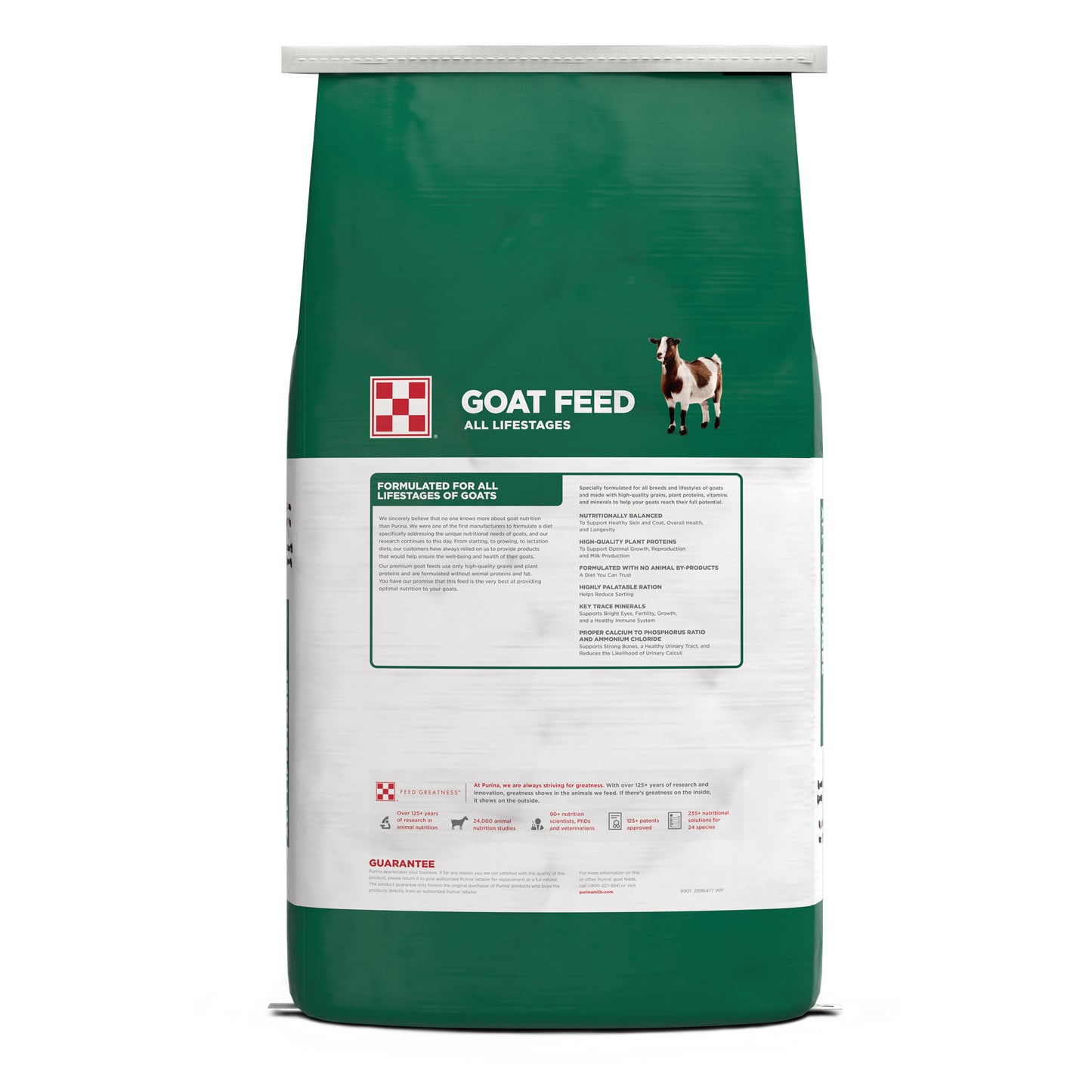 Back of Purina Goat Feed 50 Pound Bag