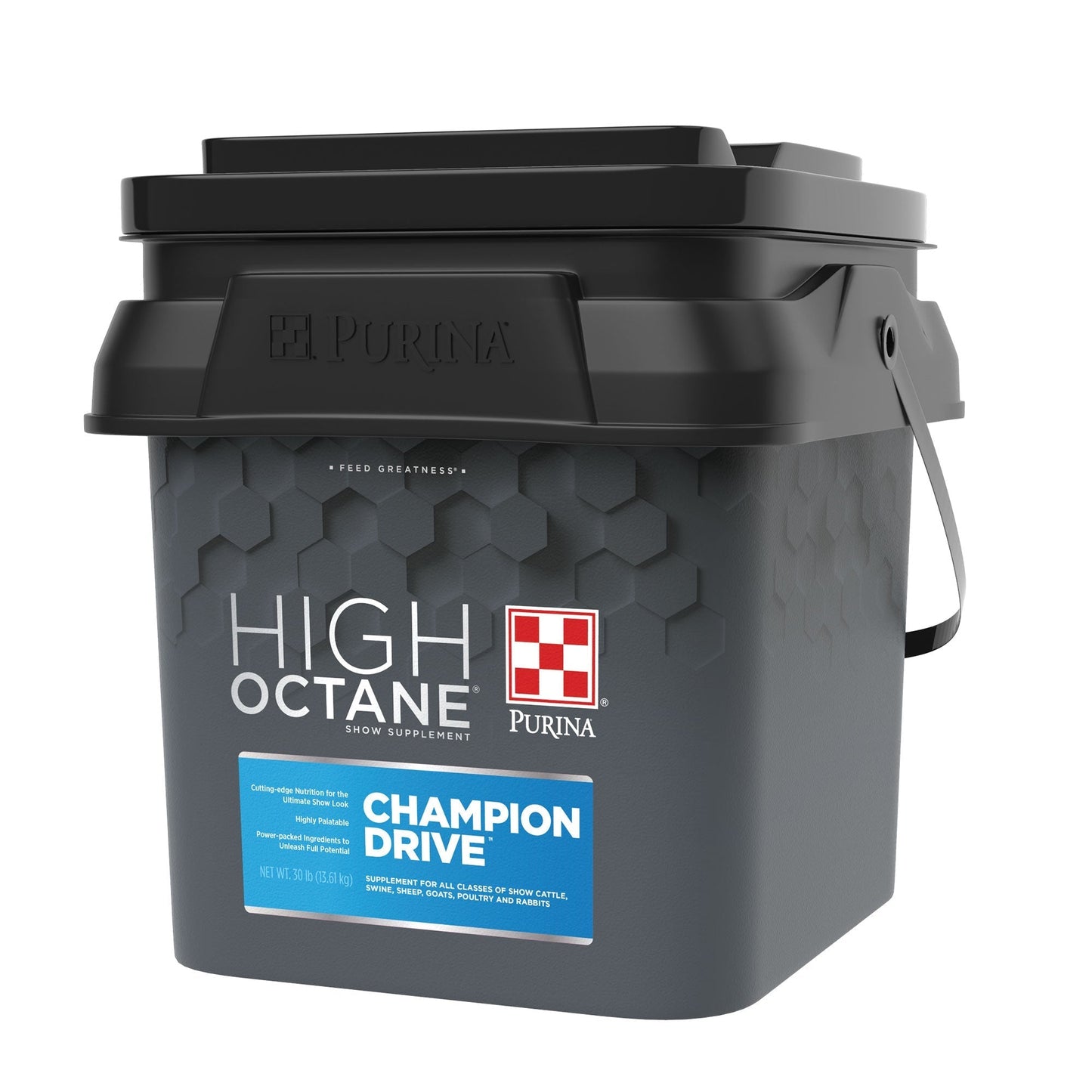 Right angle of Purina High Octane Champion Drive Show Supplement