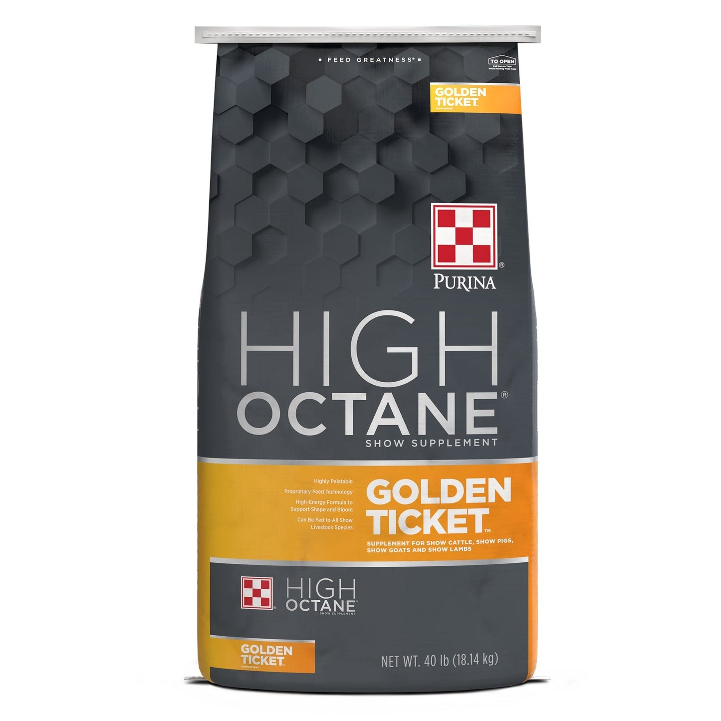 Front of Purina High Octane Golden Ticket Show Supplement