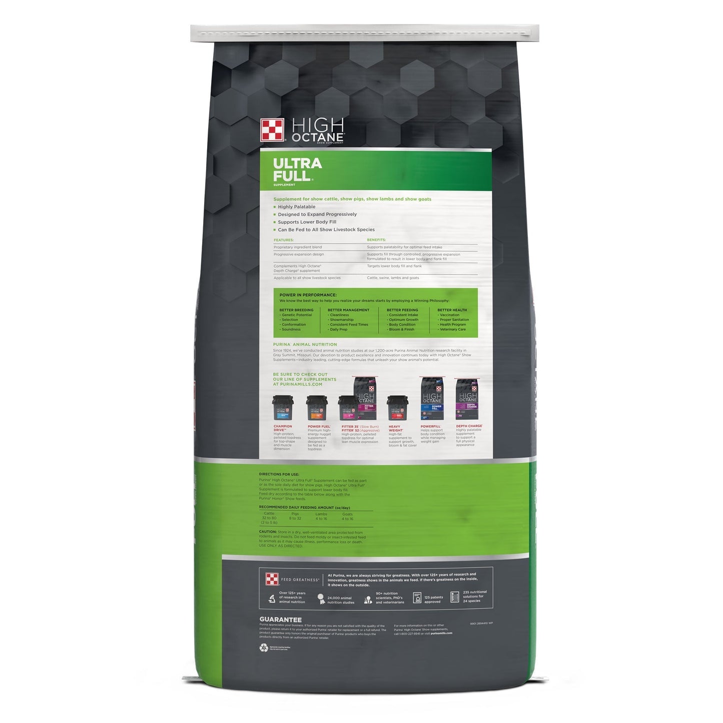 Back of Purina High Octane Ultra Full Show Supplement
