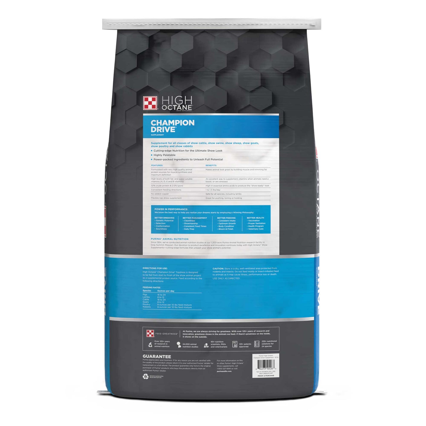 Back of Champion Drive 40 pound Bag