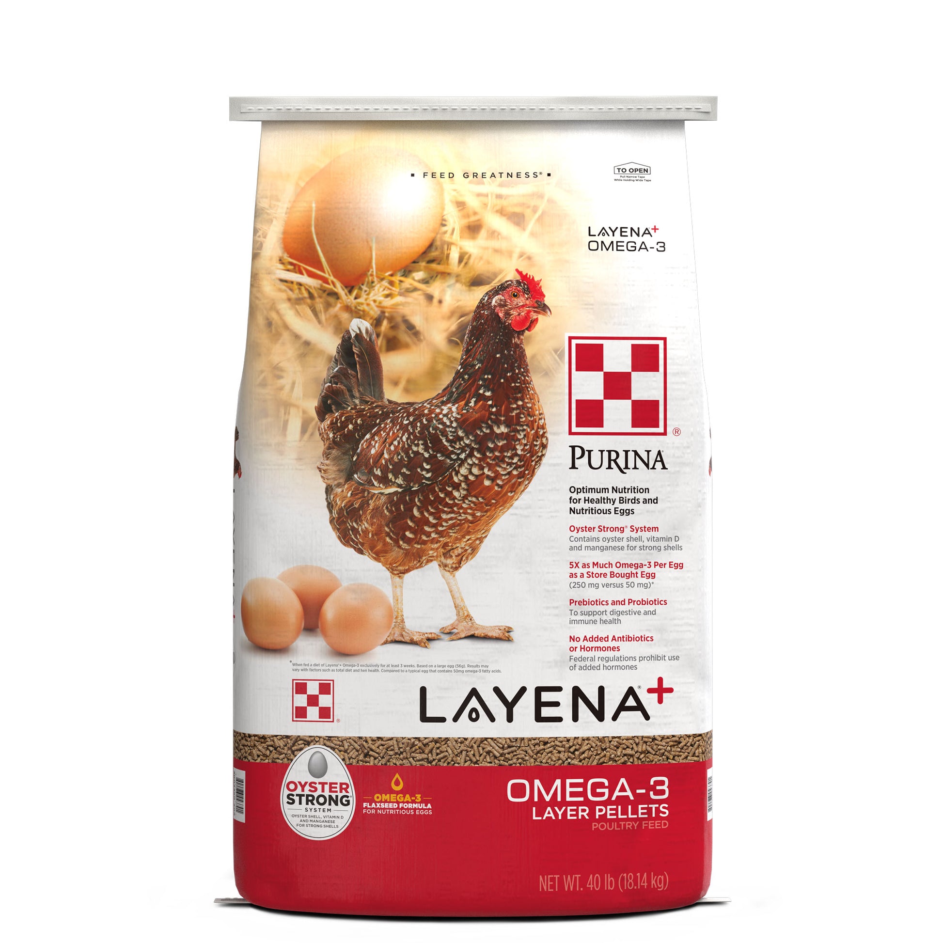 Purina Layena Plus Omega-3 40 Pound Bag