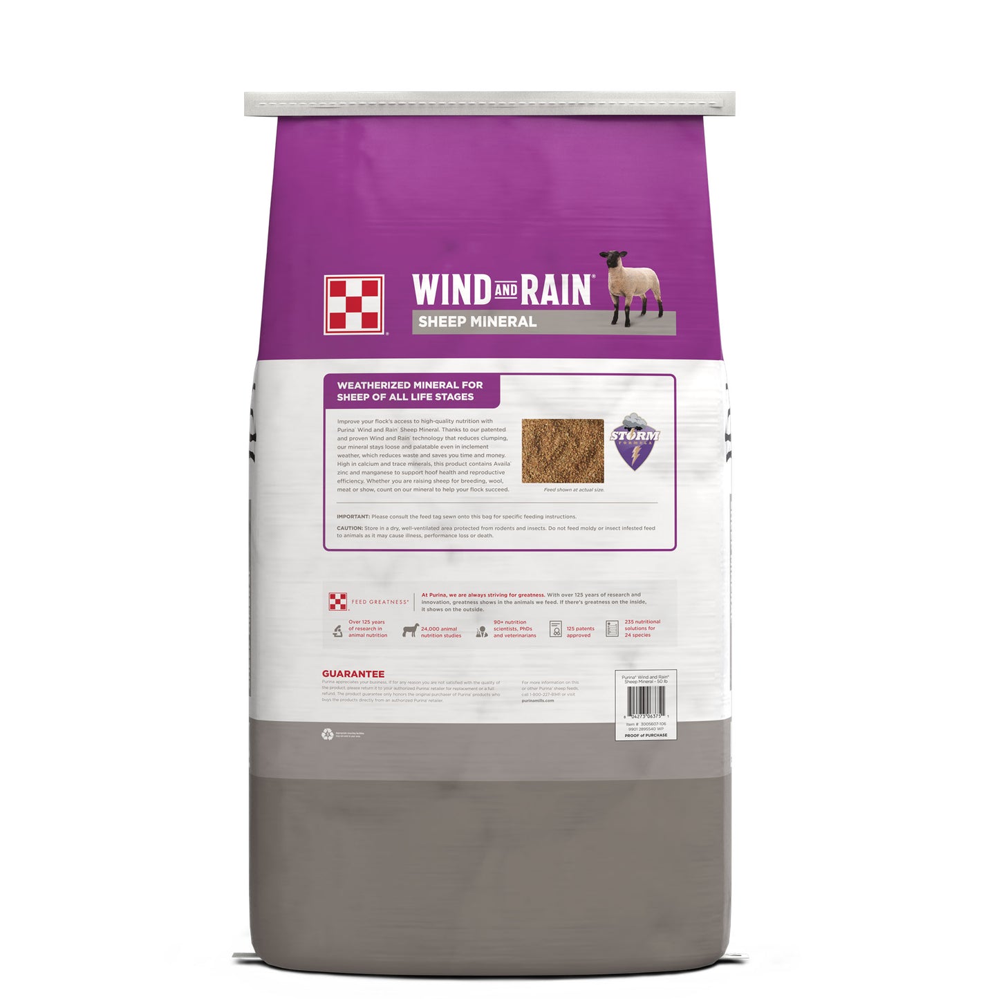 Purina Wind and Rain Mineral 50 Pound Bag Back