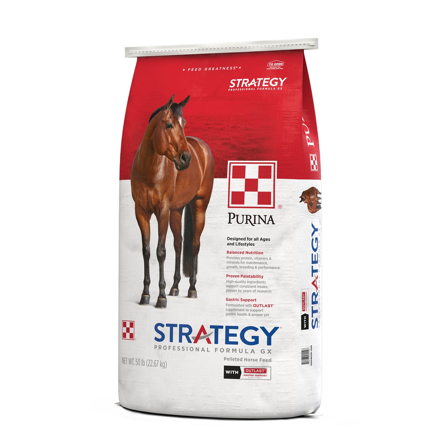 Right angle Purina Strategy GX Professional Formula 50 Pound Bag