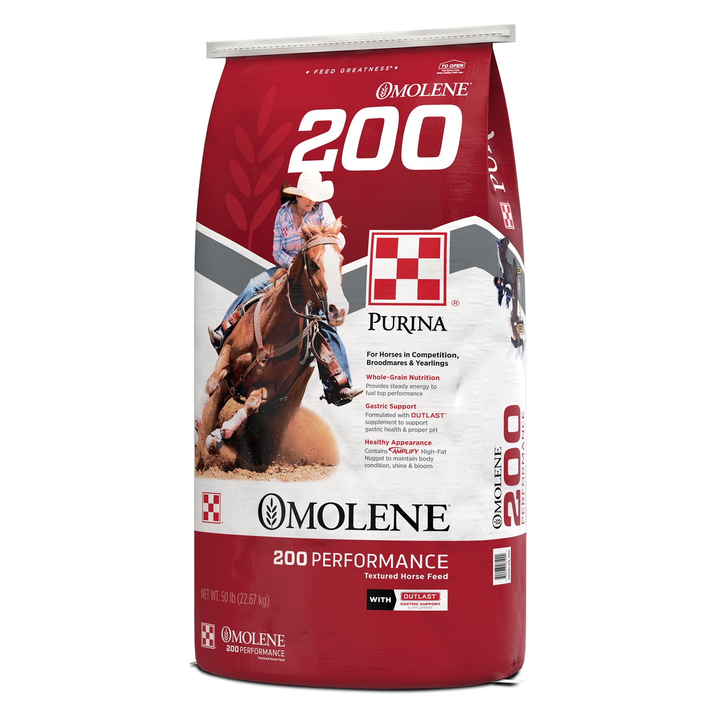 Right angle of Purina Omolene 200 50 Pound Bag