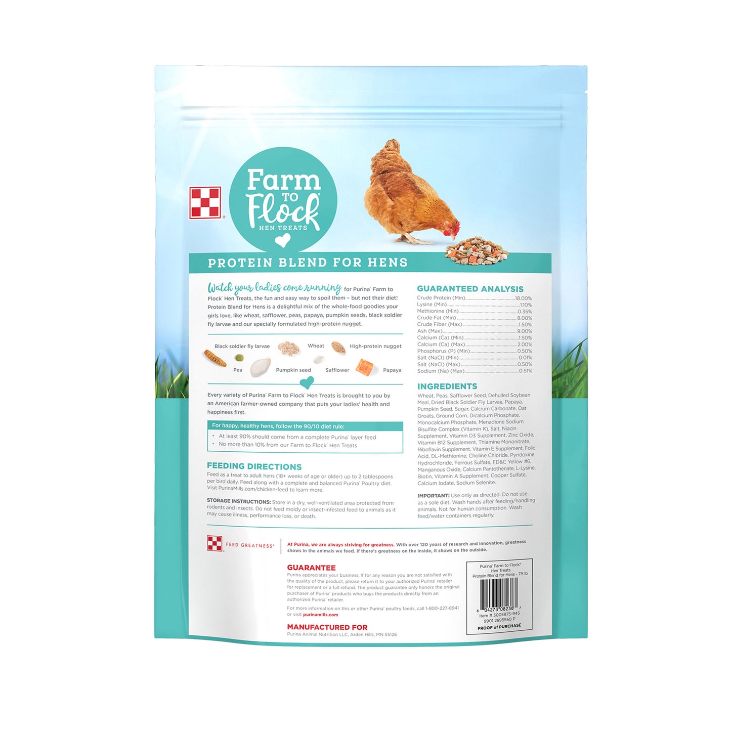 Back of Farm to Flock Protein Blend 2 Pound Bag