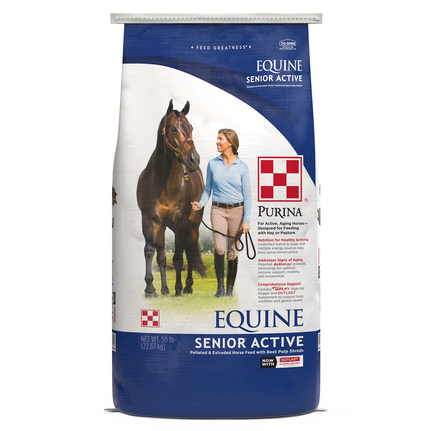 Right of Purina Equine Senior Active 50 Pound Bag