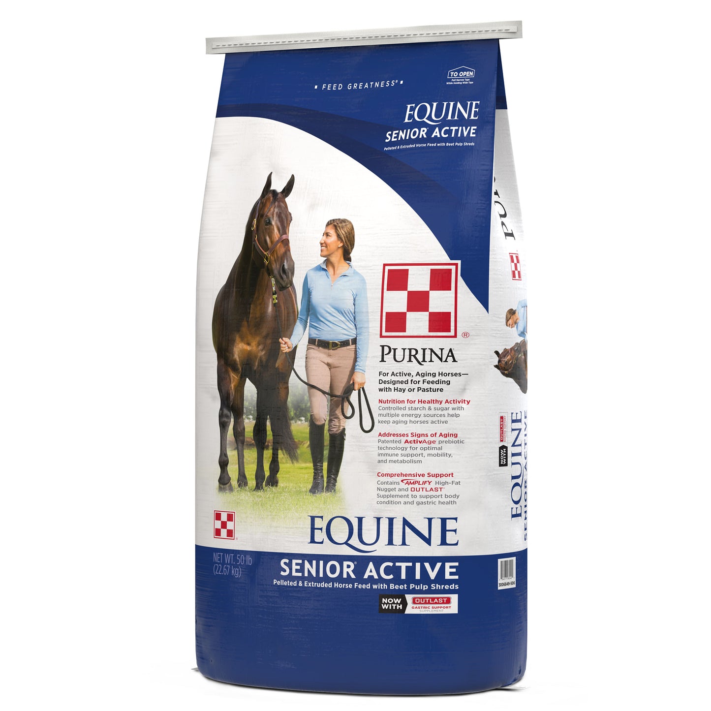 Right Angle of Purina Equine Senior Active 50 Pound Bag