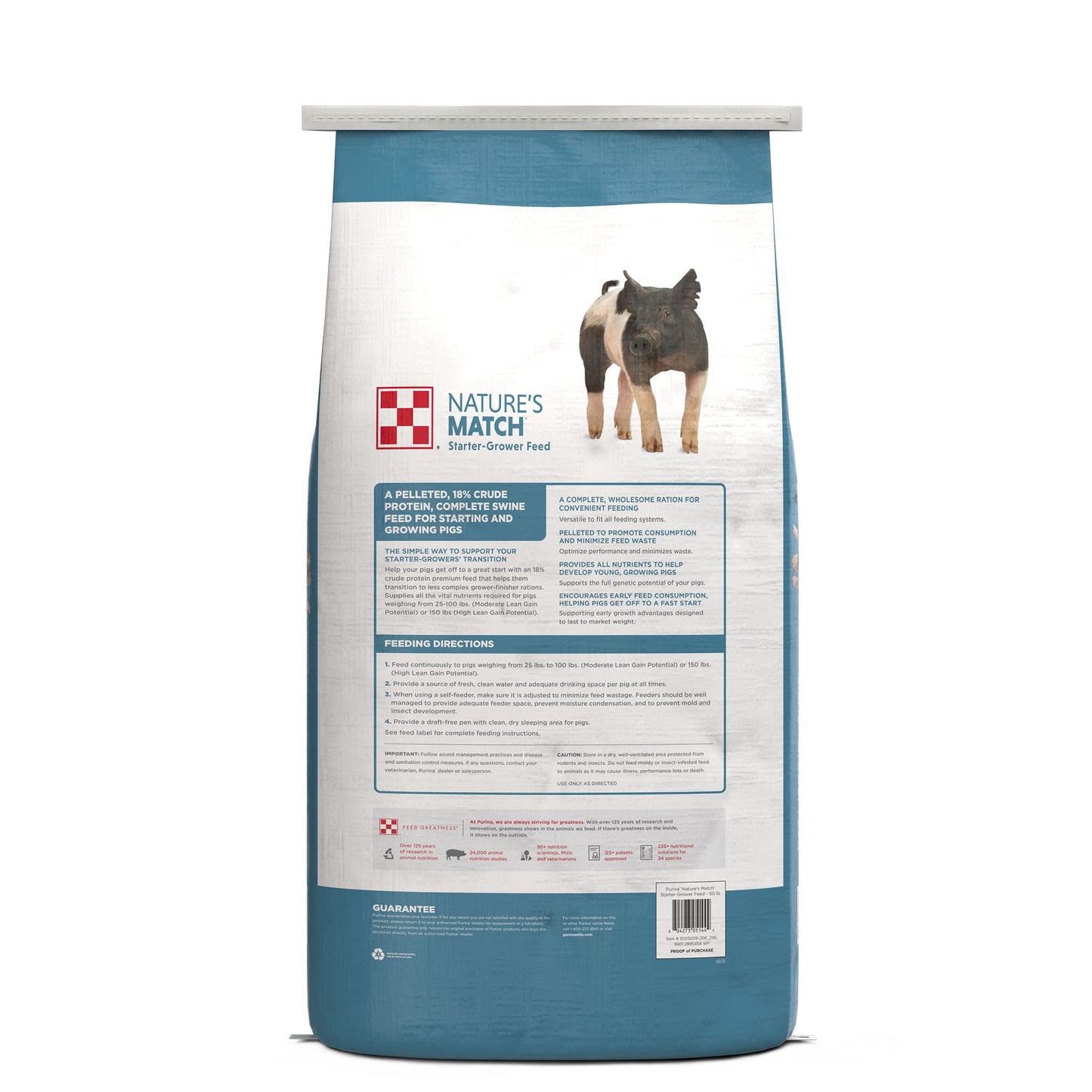 Back of Nature's Match Starter-Grower 50 Pound Bag