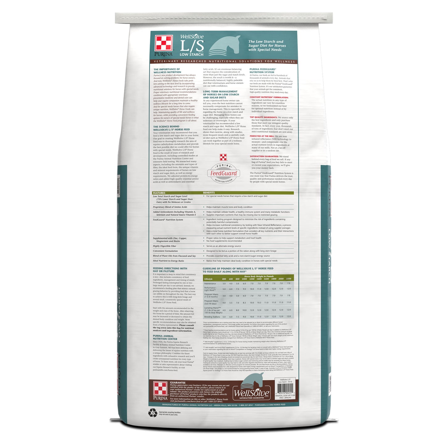 Back of Purina Wellsolve W/C 40 Pound Bag