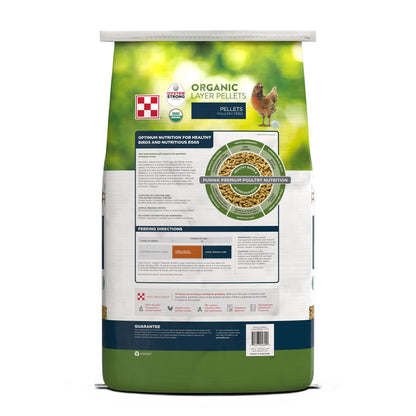 Back of Purina Organic Layer Pellets 35 Pound Bag