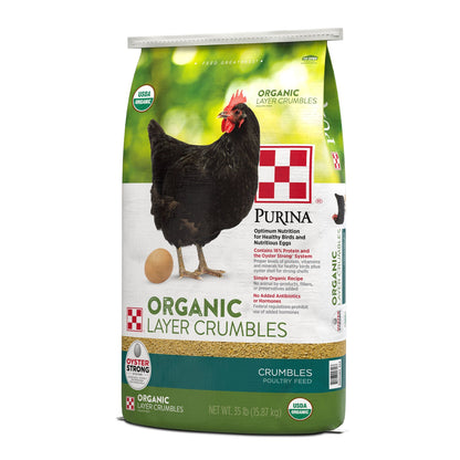Right angle of Purina Organic Layer Crumble 35 Pound Bag