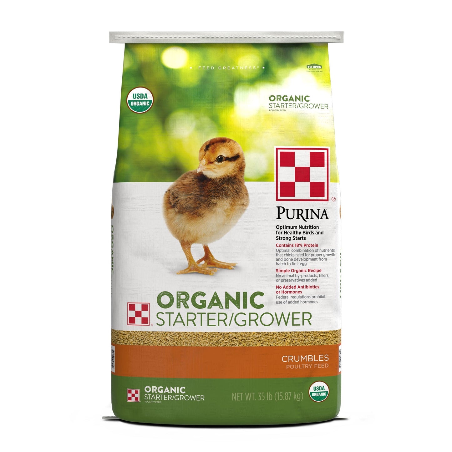 Front of Purina Organic Starter/Grower 35 Pound Bag