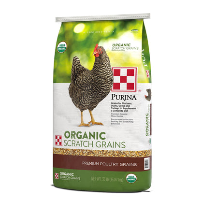 Right angle of Purina Organic Scratch Grains 35 Pound Bag