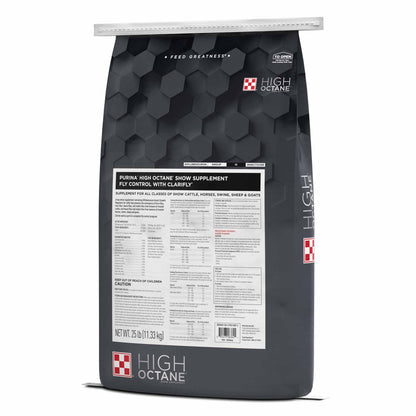 Right angle of Purina® High Octane® Fly Control Supplement with ClariFly®