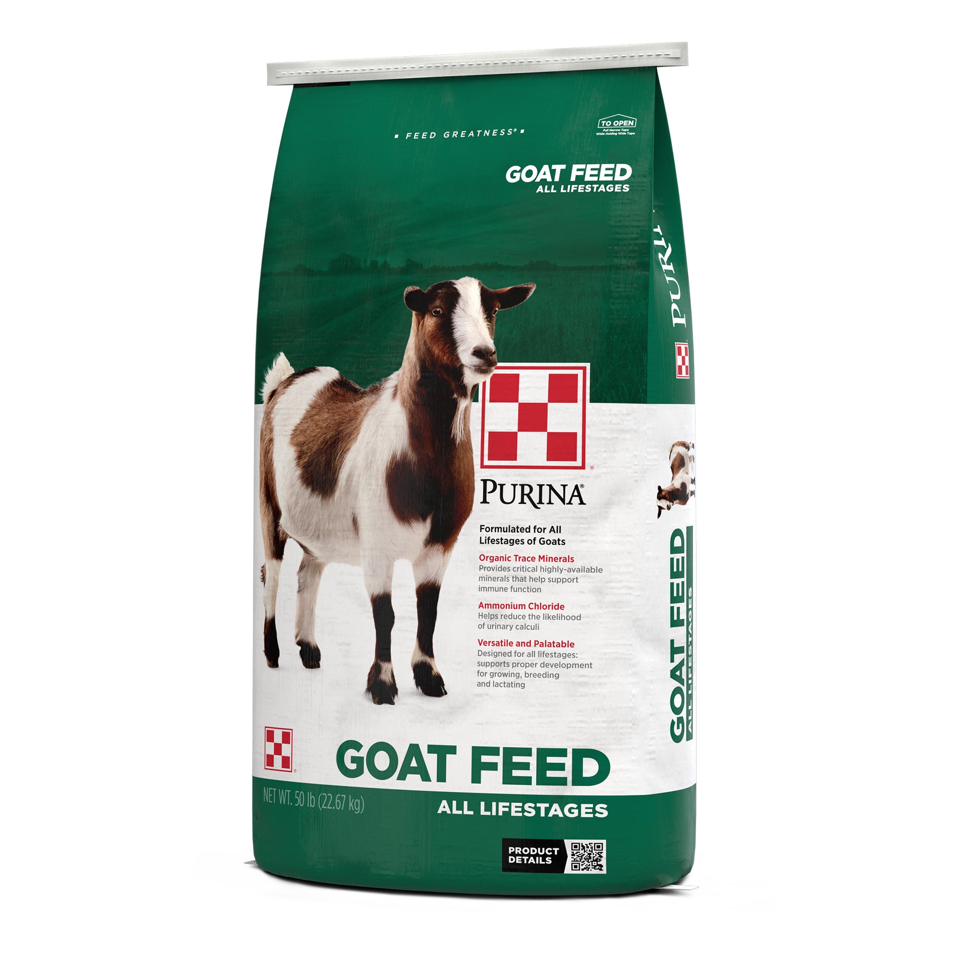Right Angle of Purina Goat Feed 50 Pound Bag