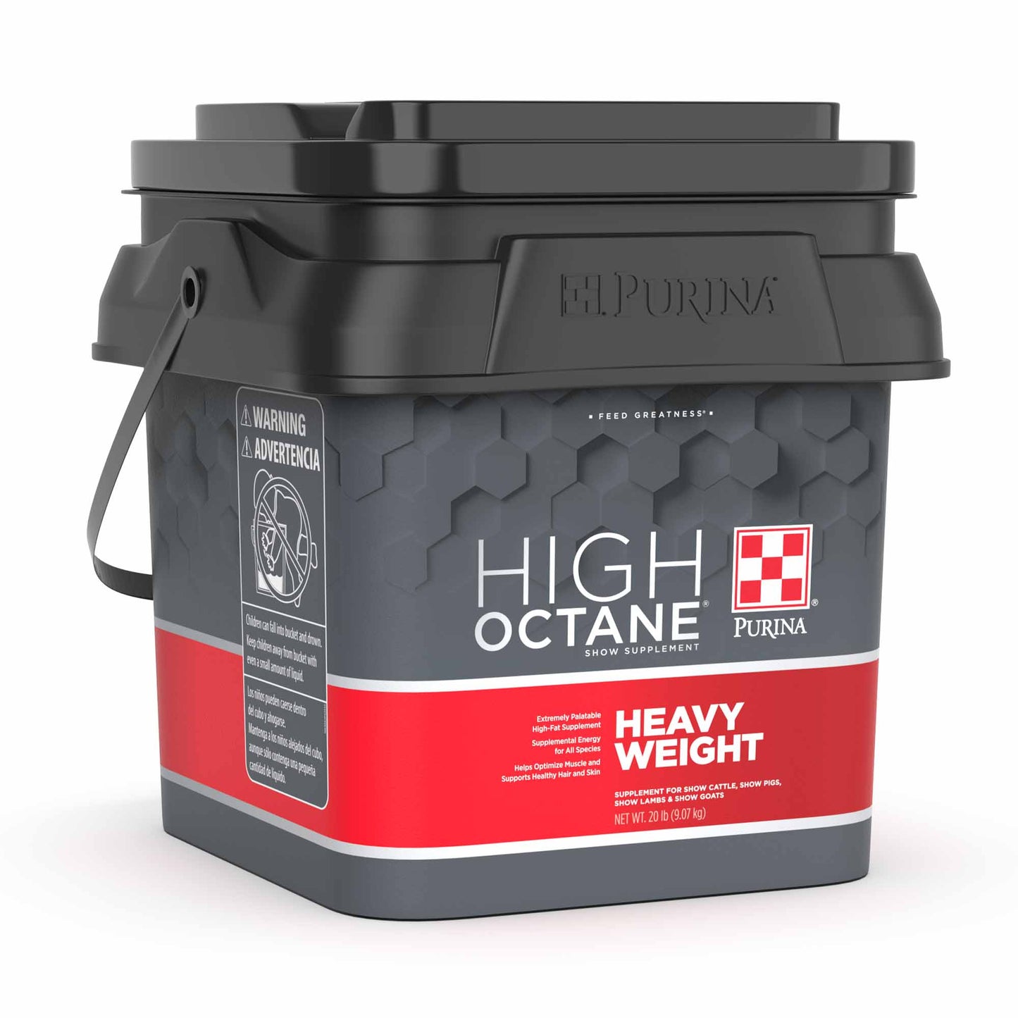 Left angle of the Purina High Octane Heavy Weight Show Supplement