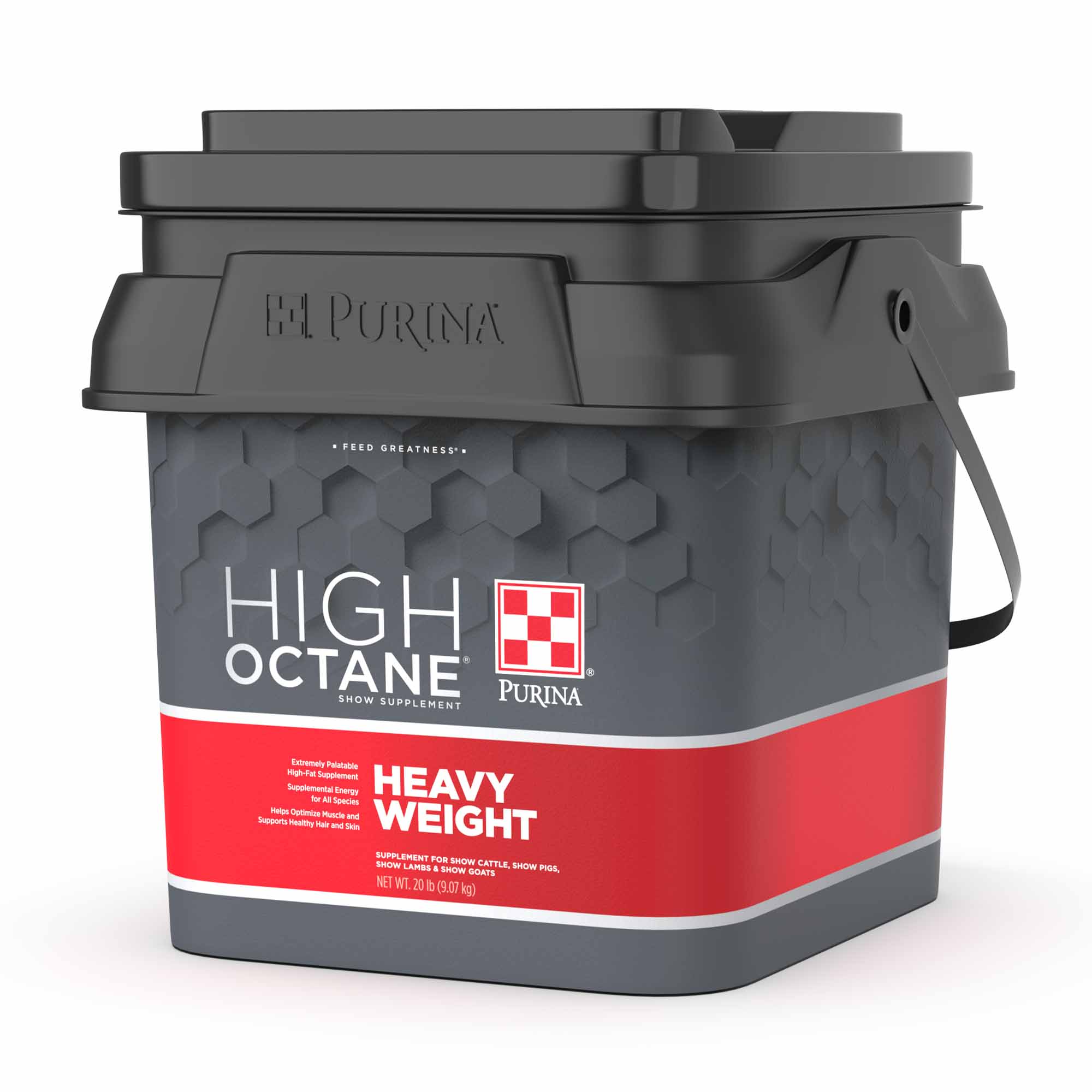 Right angle of the Purina High Octane Heavy Weight Show Supplement/