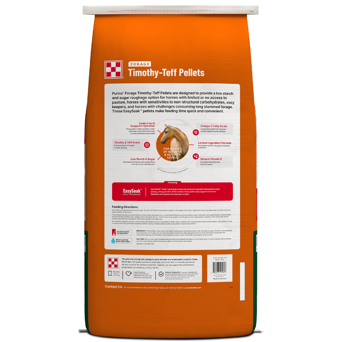 Purina® Forage Timothy-Teff Pellets, 40 lb Bag