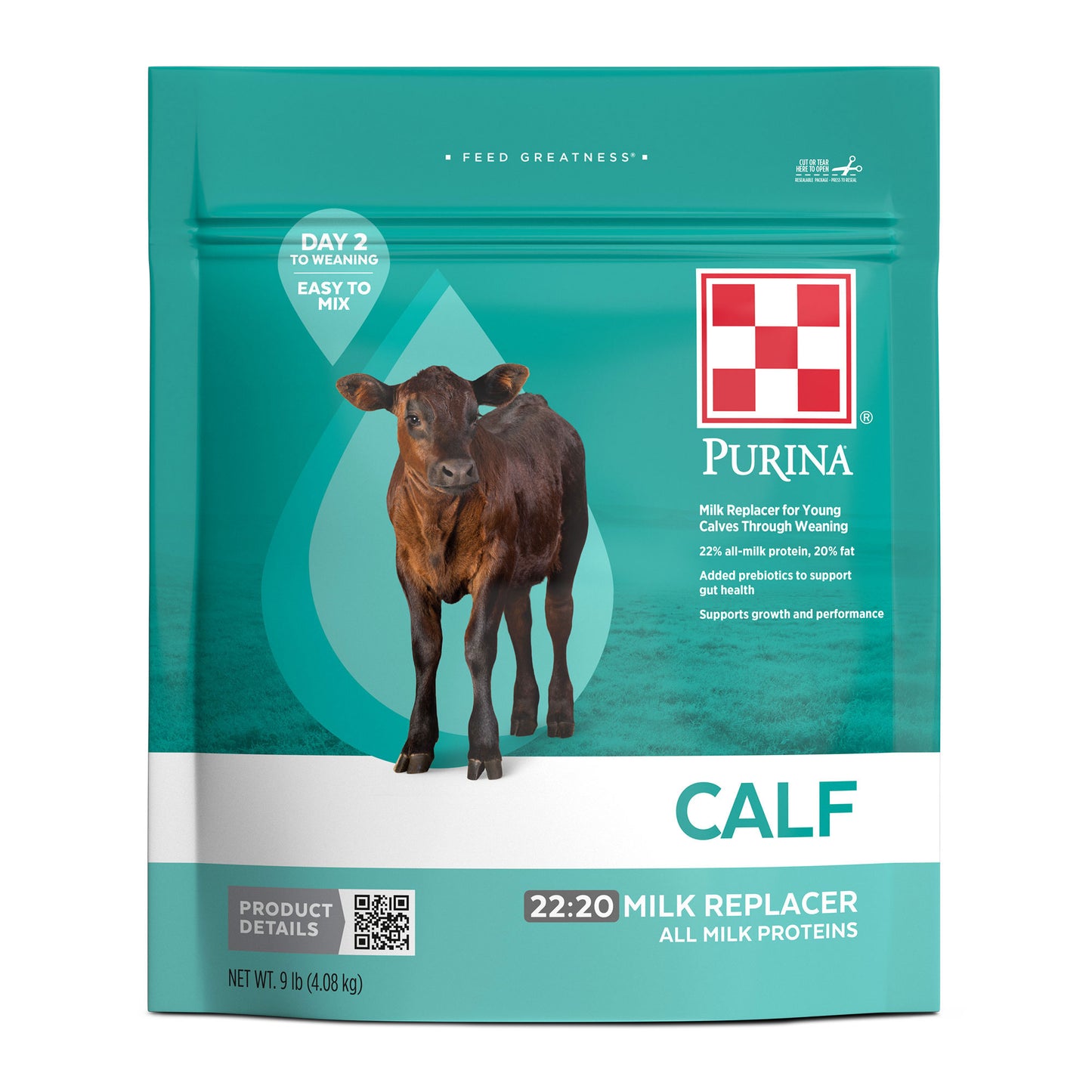 Front of Purina Calf Milk Replacer 9 Pound Bag