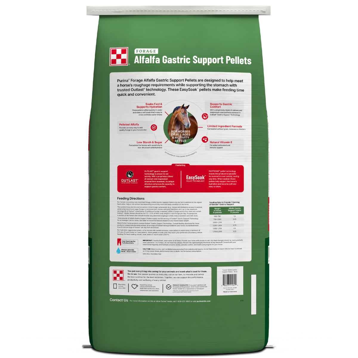 Purina® Forage Alfalfa Gastric Support Pellets, 40 Pound Bag