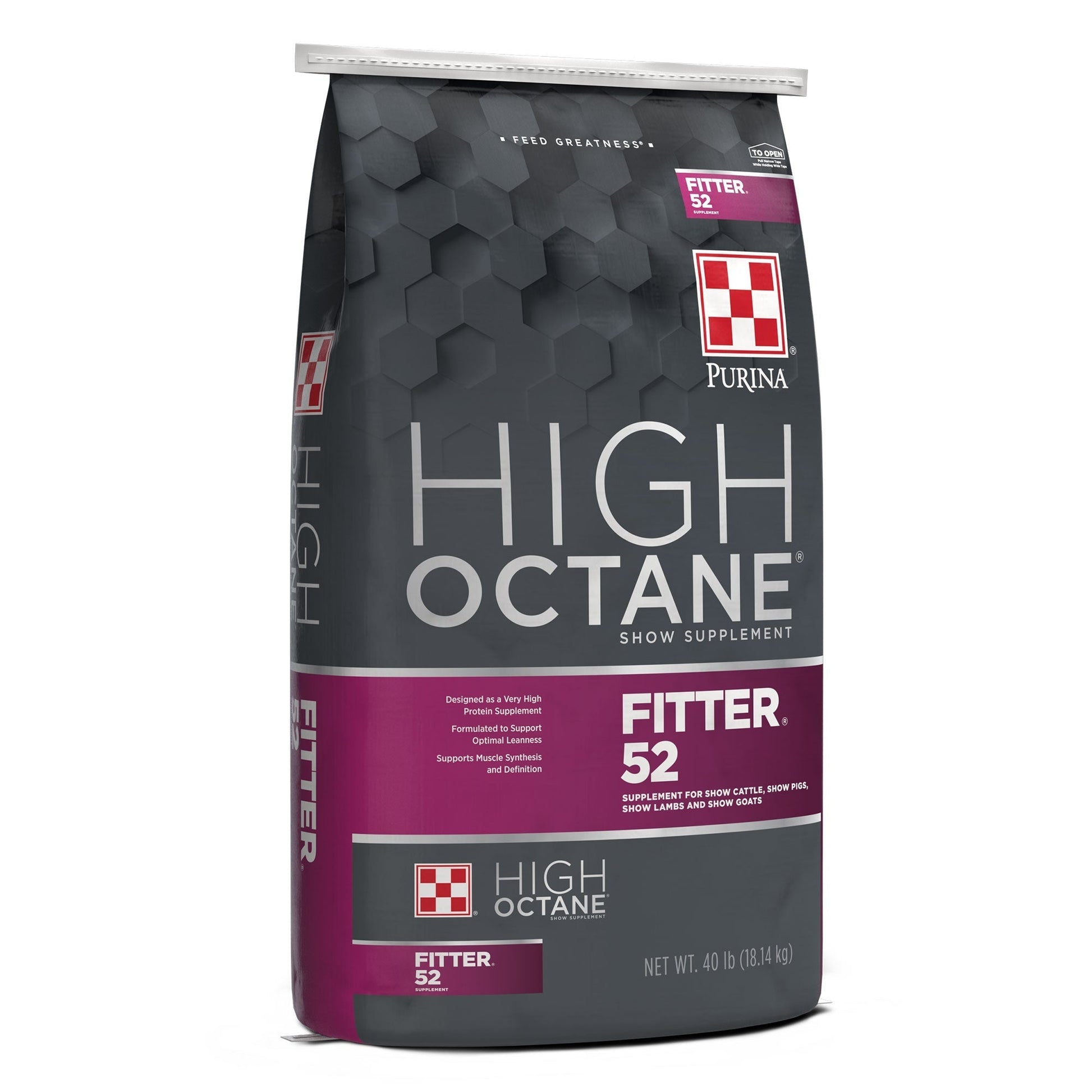 Left angle of Purina® High Octane® Fitter 52™ Show Supplement