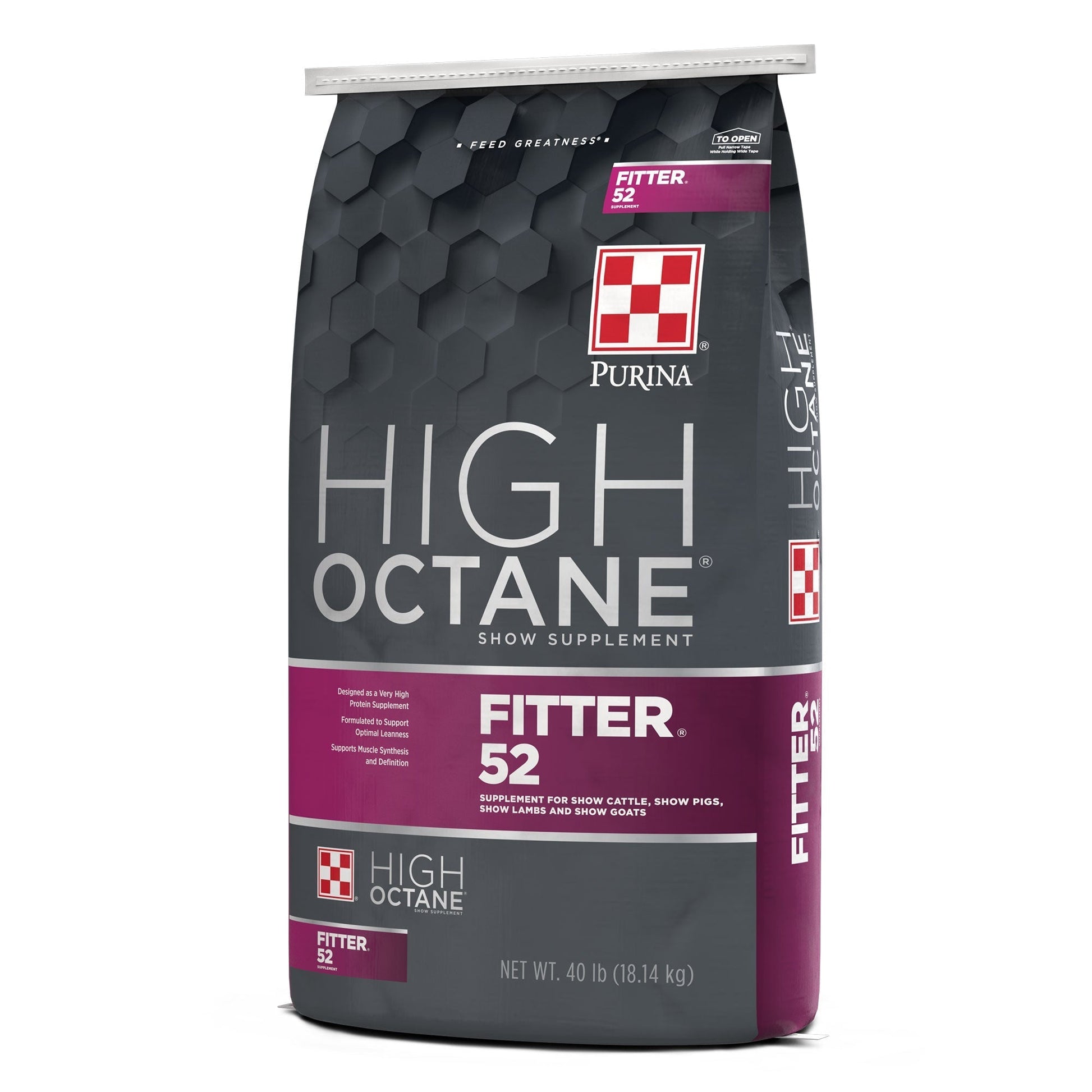 Right angle of Purina® High Octane® Fitter 52™ Show Supplement