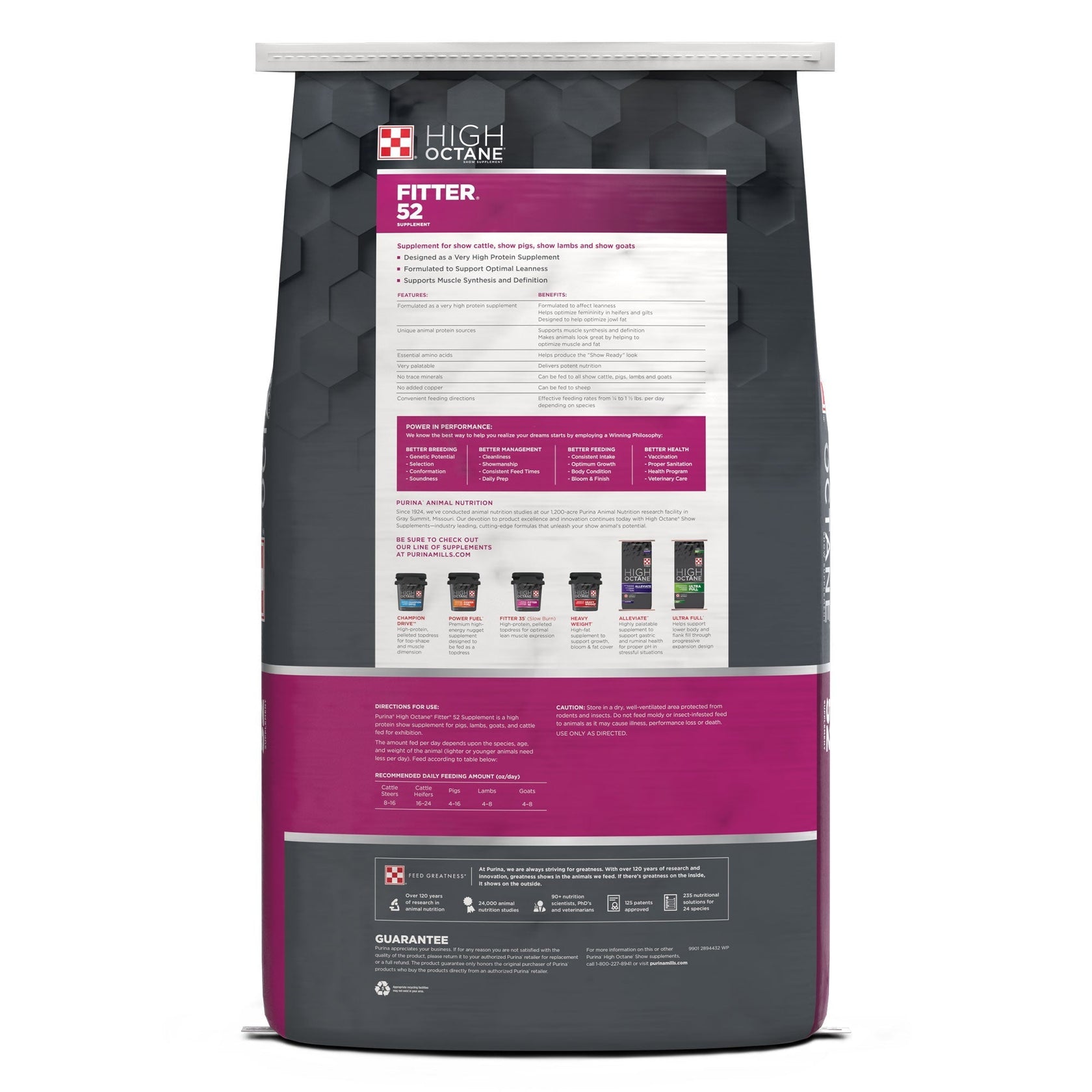 Purina® High Octane® Fitter 52™ Show Supplement Show Pig Supplement