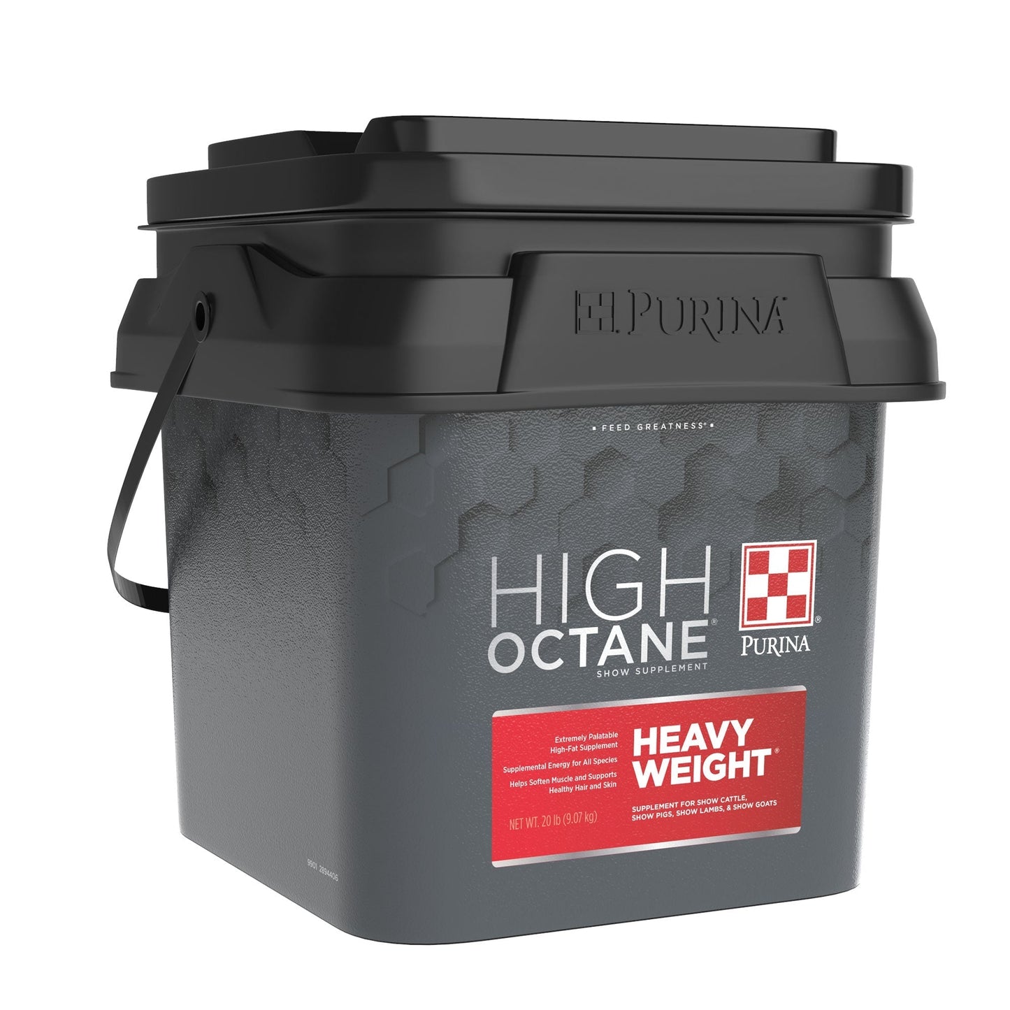 Left angle of the Purina High Octane Heavy Weight Show Supplement
