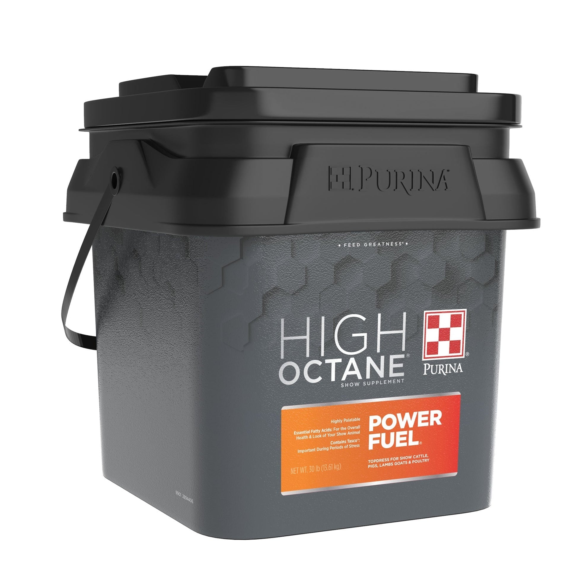 Left angle of Purina High Octane Power Fuel Show Supplement