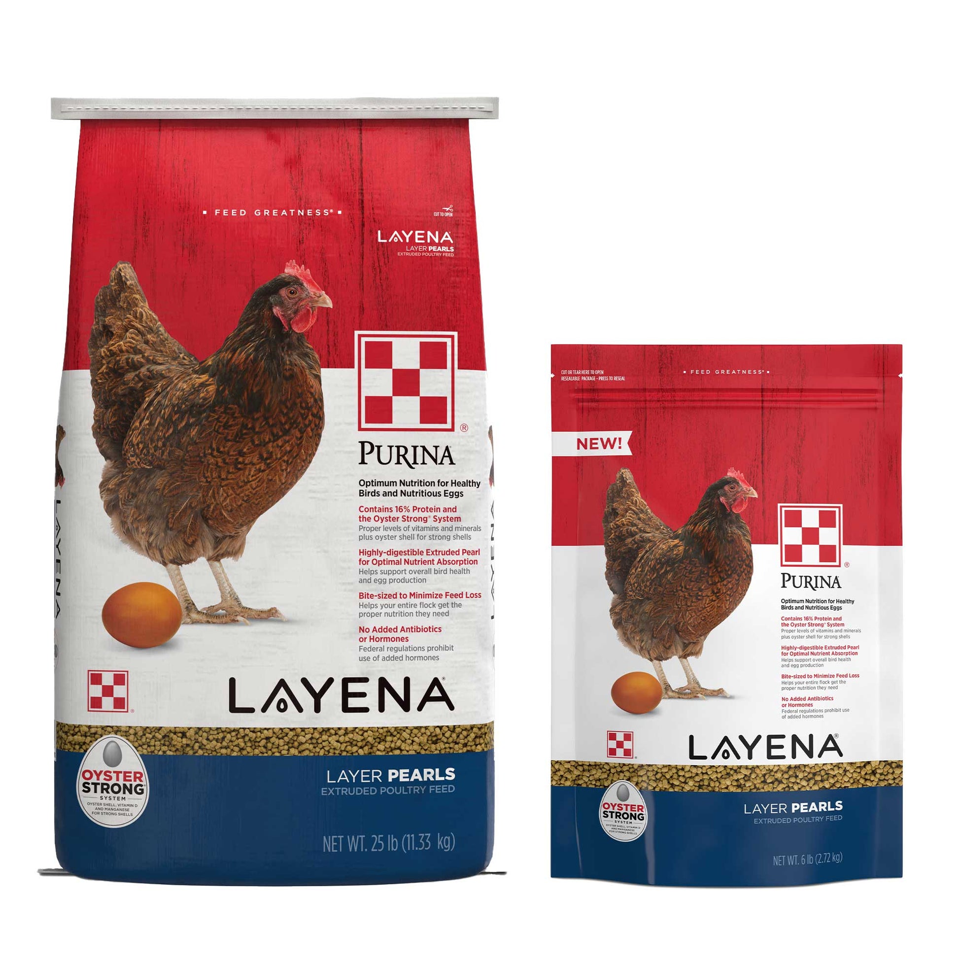 Purina Layena Pearls 25 Pound and 6 Pound grouped together