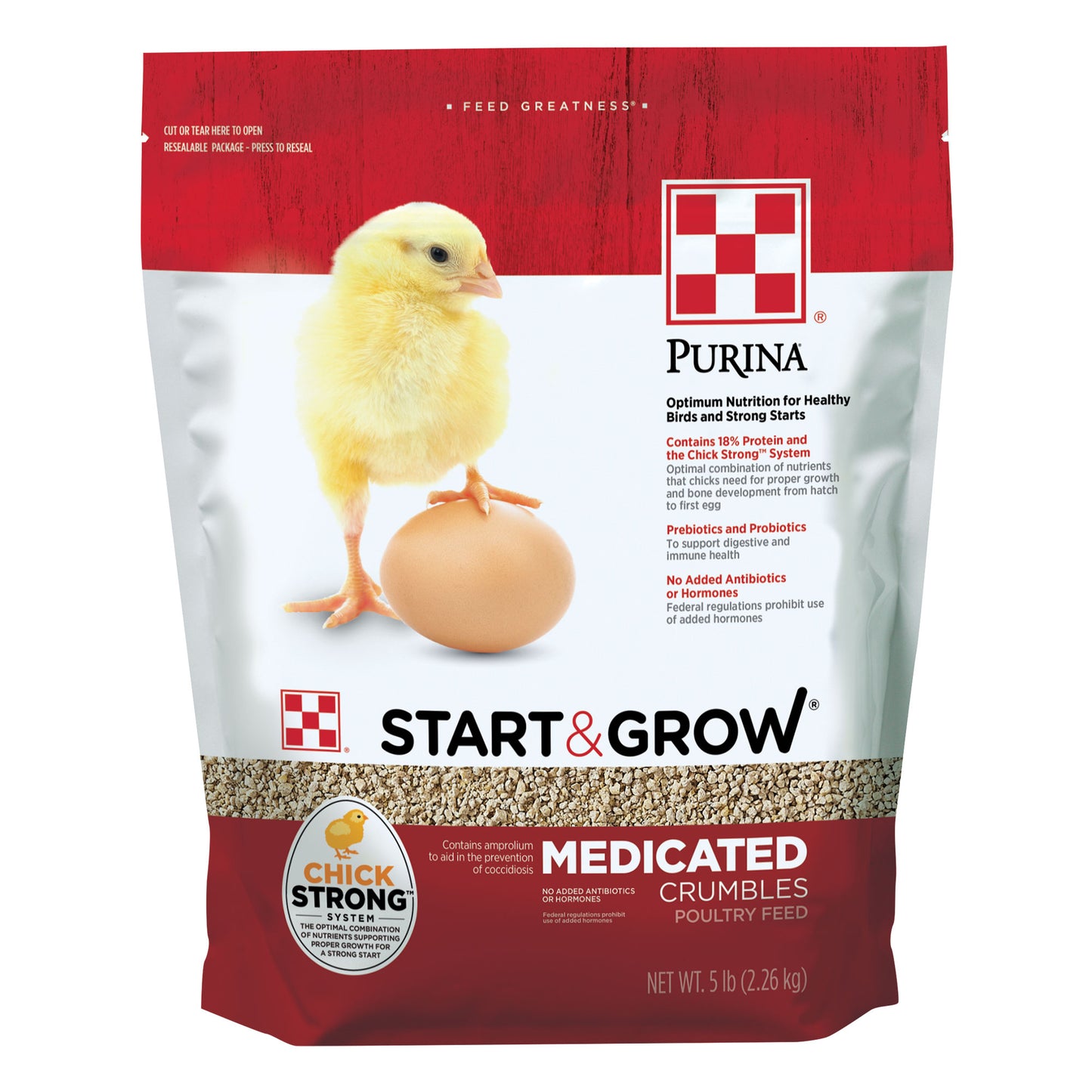 Purina Start & Grow Medicated Poultry Feed 5 Pound bag