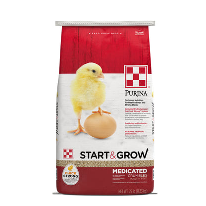 Purina Start & Grow Medicated Chicken Feed 25 Pound bag