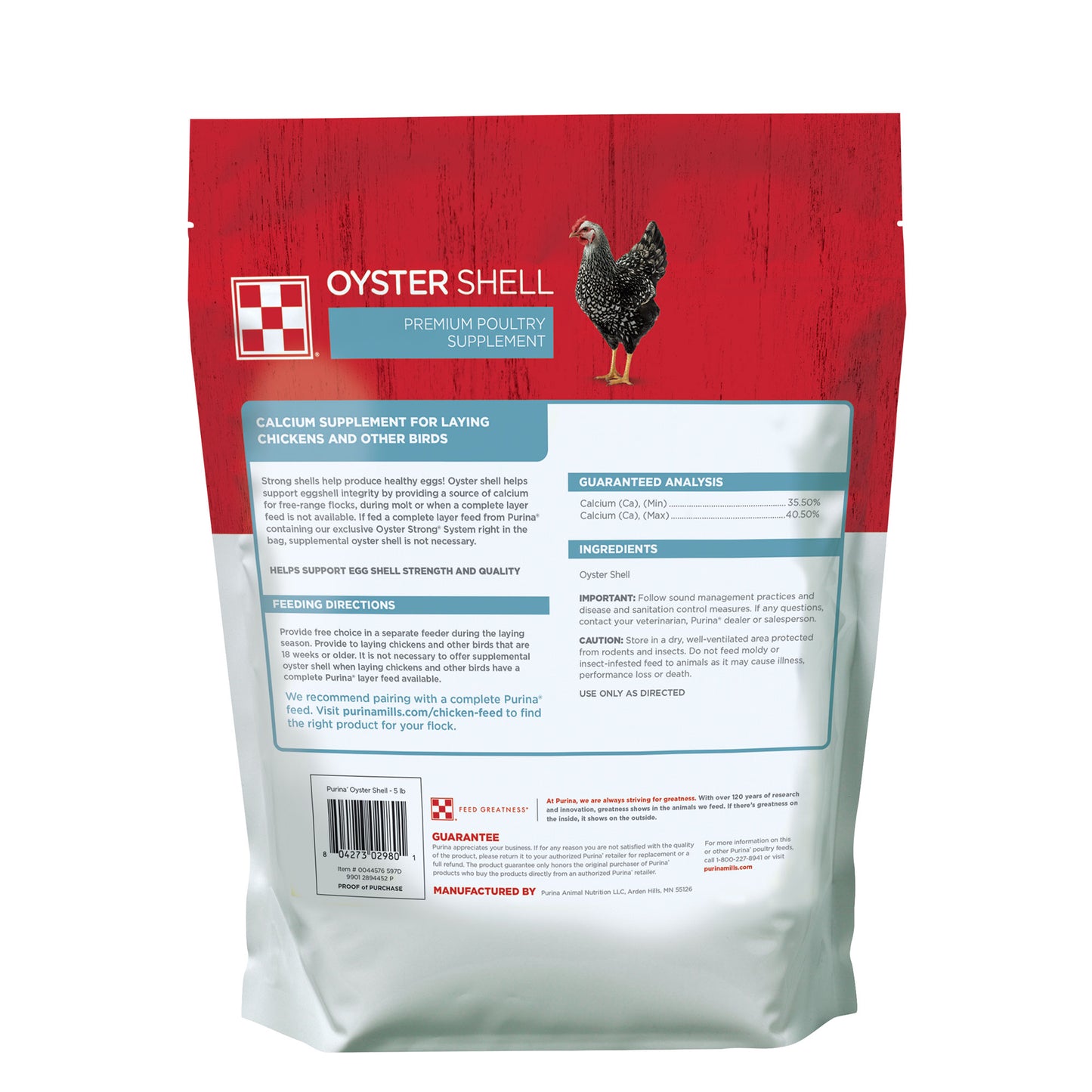 Back of Purina Oyster Shell
