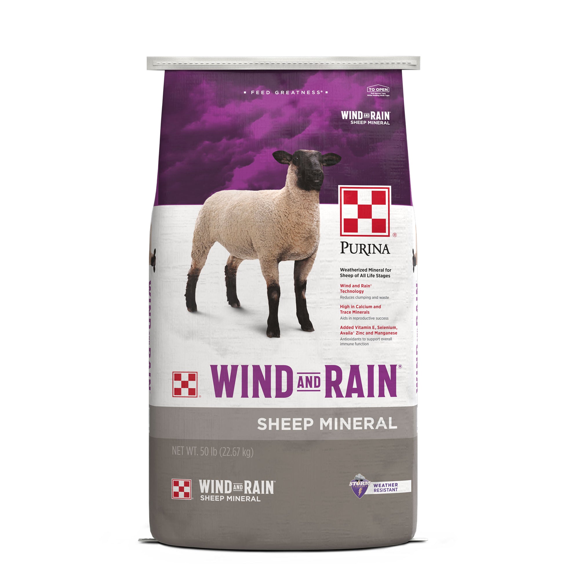 Purina Wind and Rain Mineral 50 Pound Bag Front