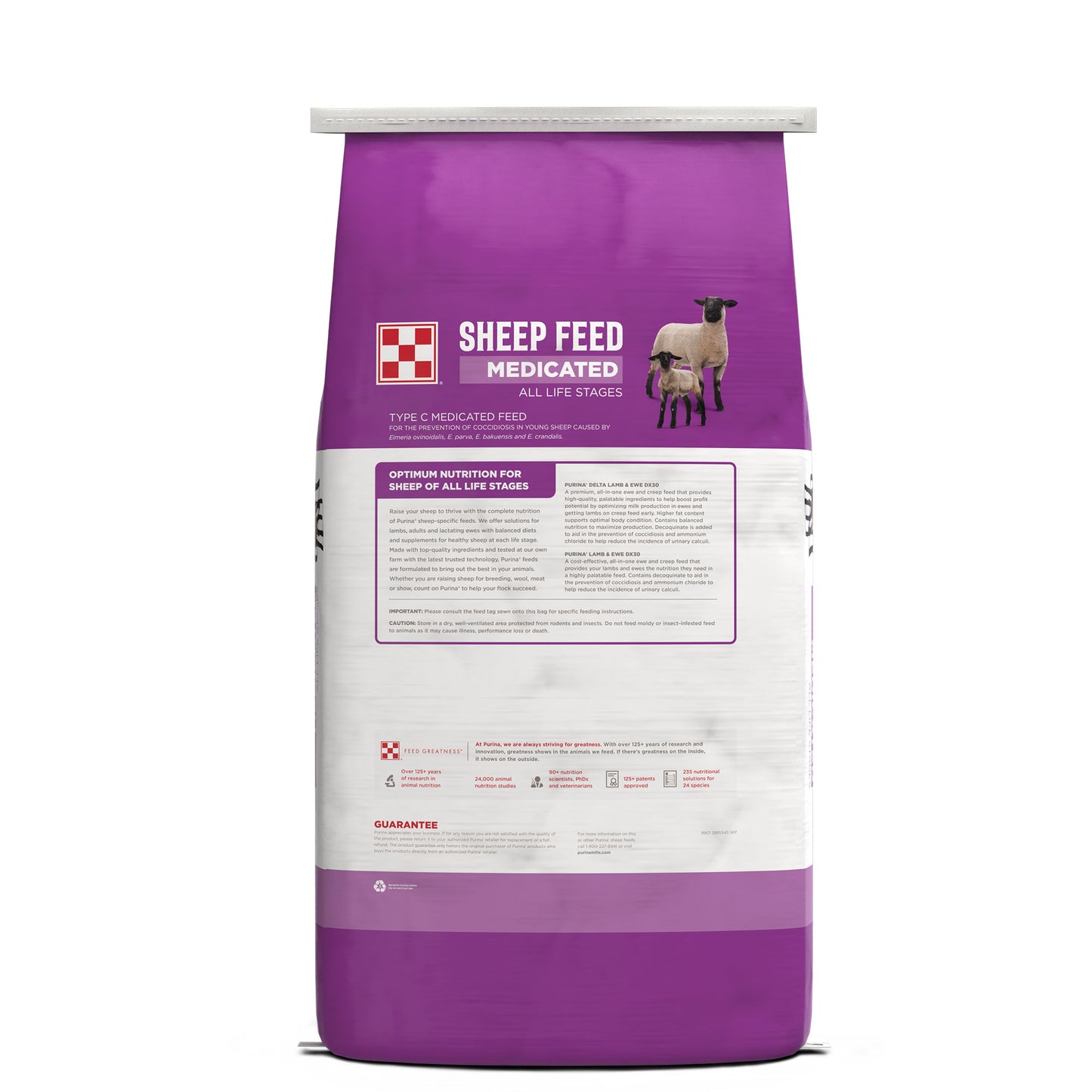 Purina Lamb & Ewe 15 DX30 Sheep Feed 50 Pound Bag Back