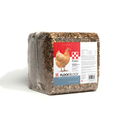 Left Angle of Purina Flock Block poultry feed