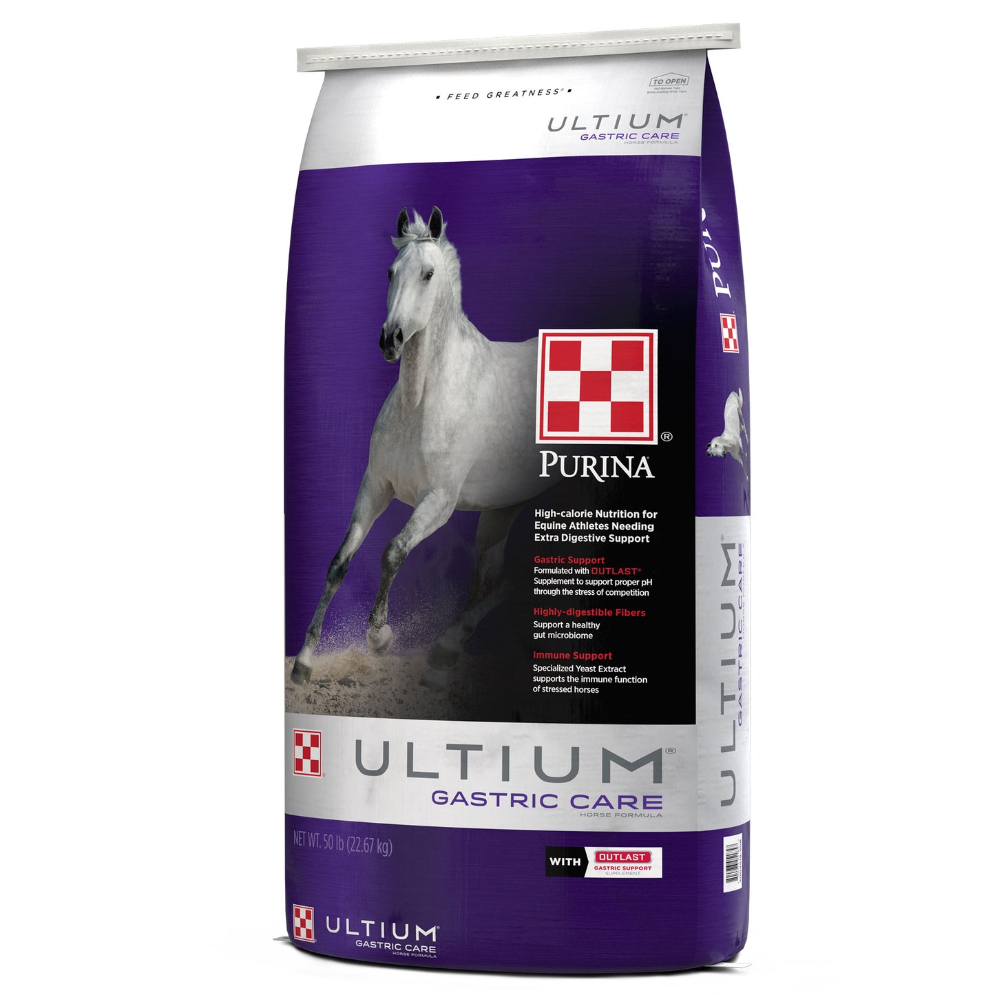 Right angle of Purina Ultium Gastric Horse Formula 50 Pound Bag