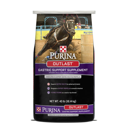 Front of Purina Outlast Horse Feed Gastric Support Supplement 40 Pound bag