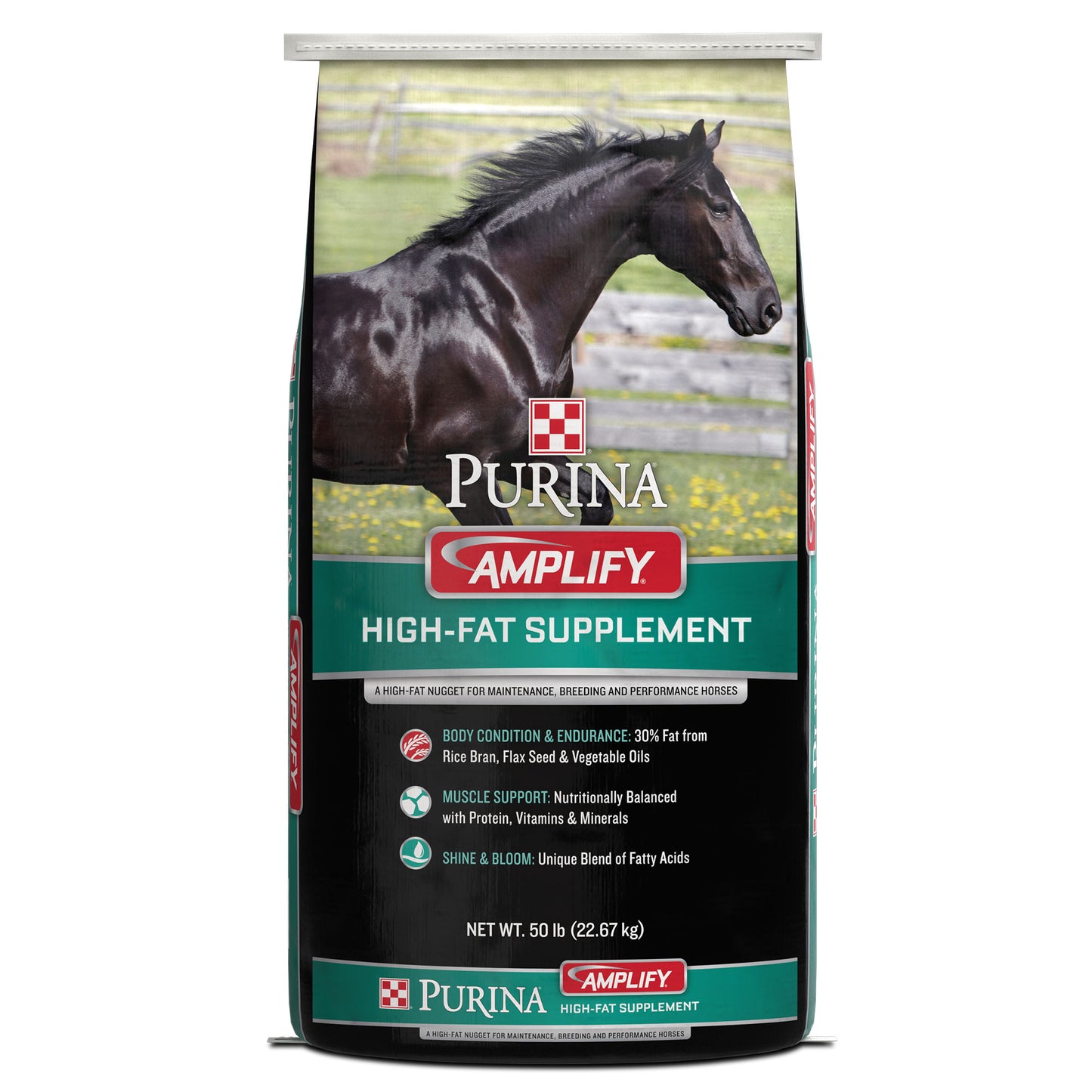 Front of Purina Amplify High Fat Supplement 50 Pound Bag