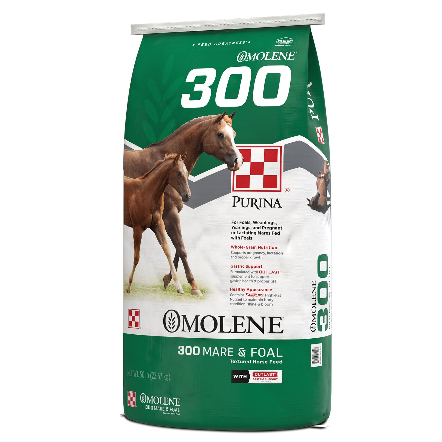 Right angle of Purina Omolene 300 Mare & Foal 50 Pound Bag