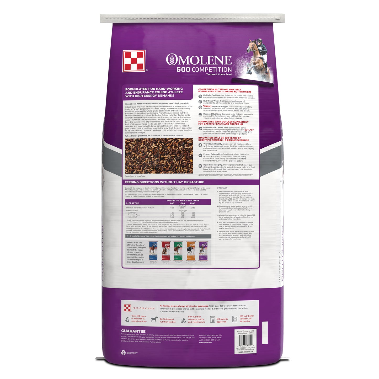 Back Purina Omolene 500 Competition 50 Pound Bag