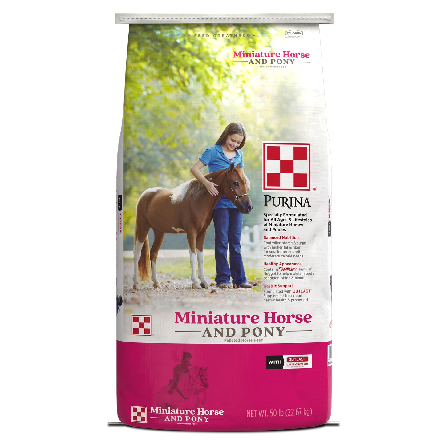 Front of PURINA MINIATURE HORSE and PONY 50 Pound Bag