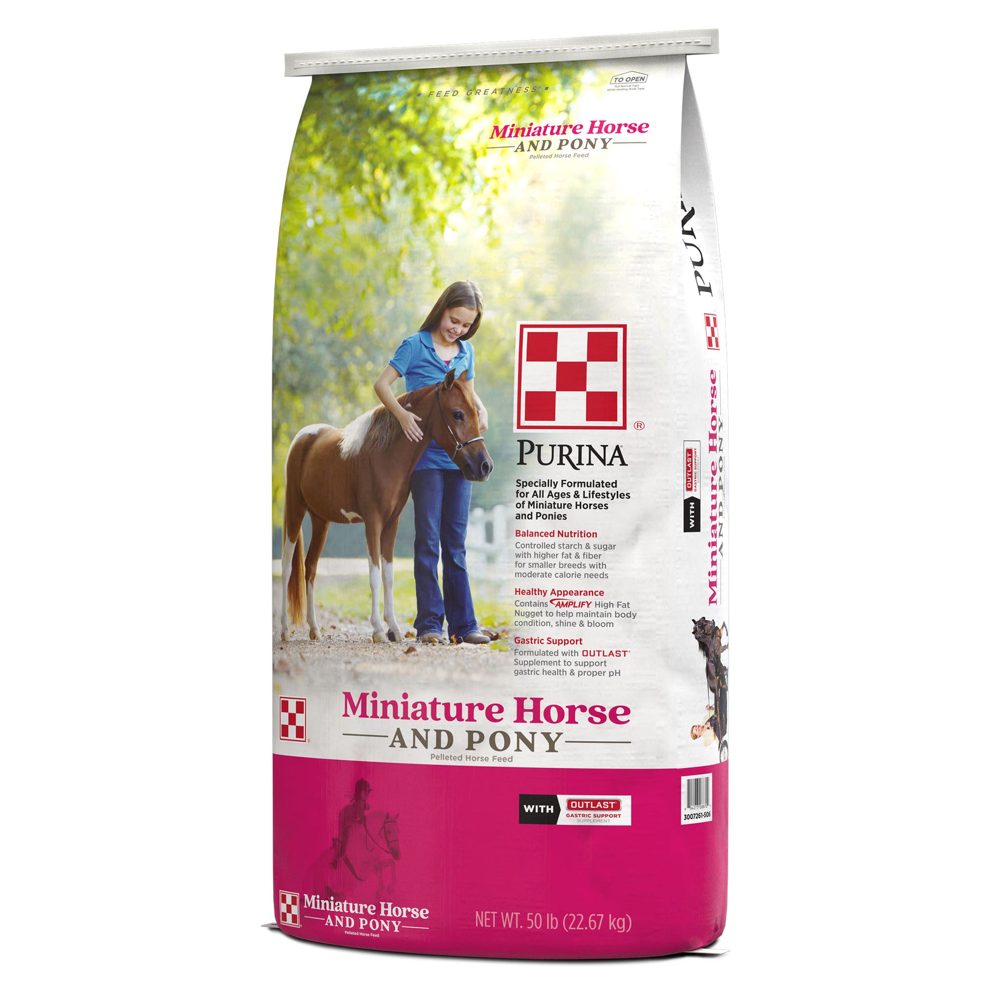 Right angle of PURINA MINIATURE HORSE and PONY 50 Pound Bag
