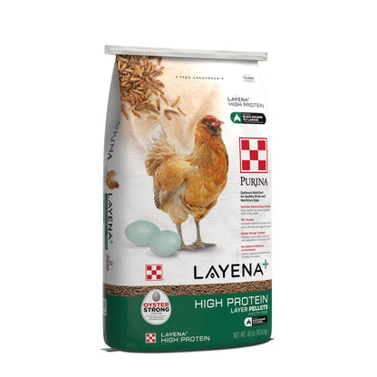 Front of Purina Layena High Protein 40 Pound Bag