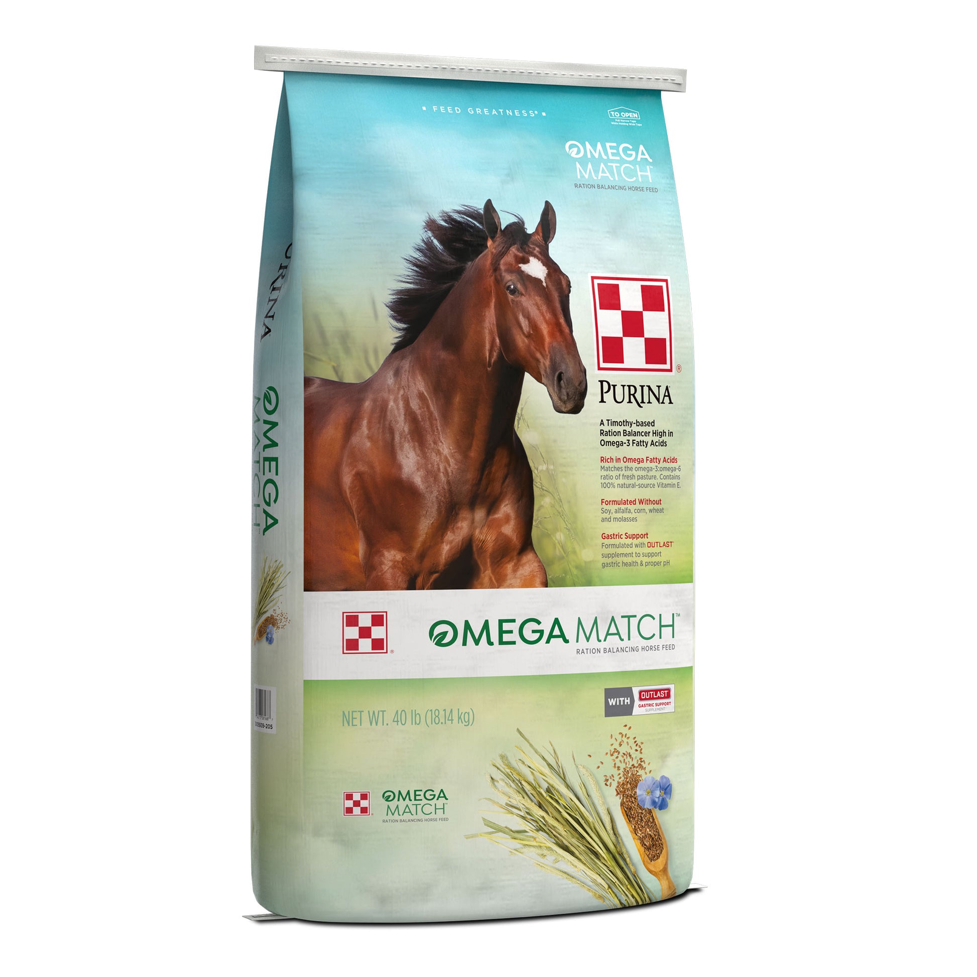 Purina Omega Match Ration Balancing Horse Feed 40 Pound bag