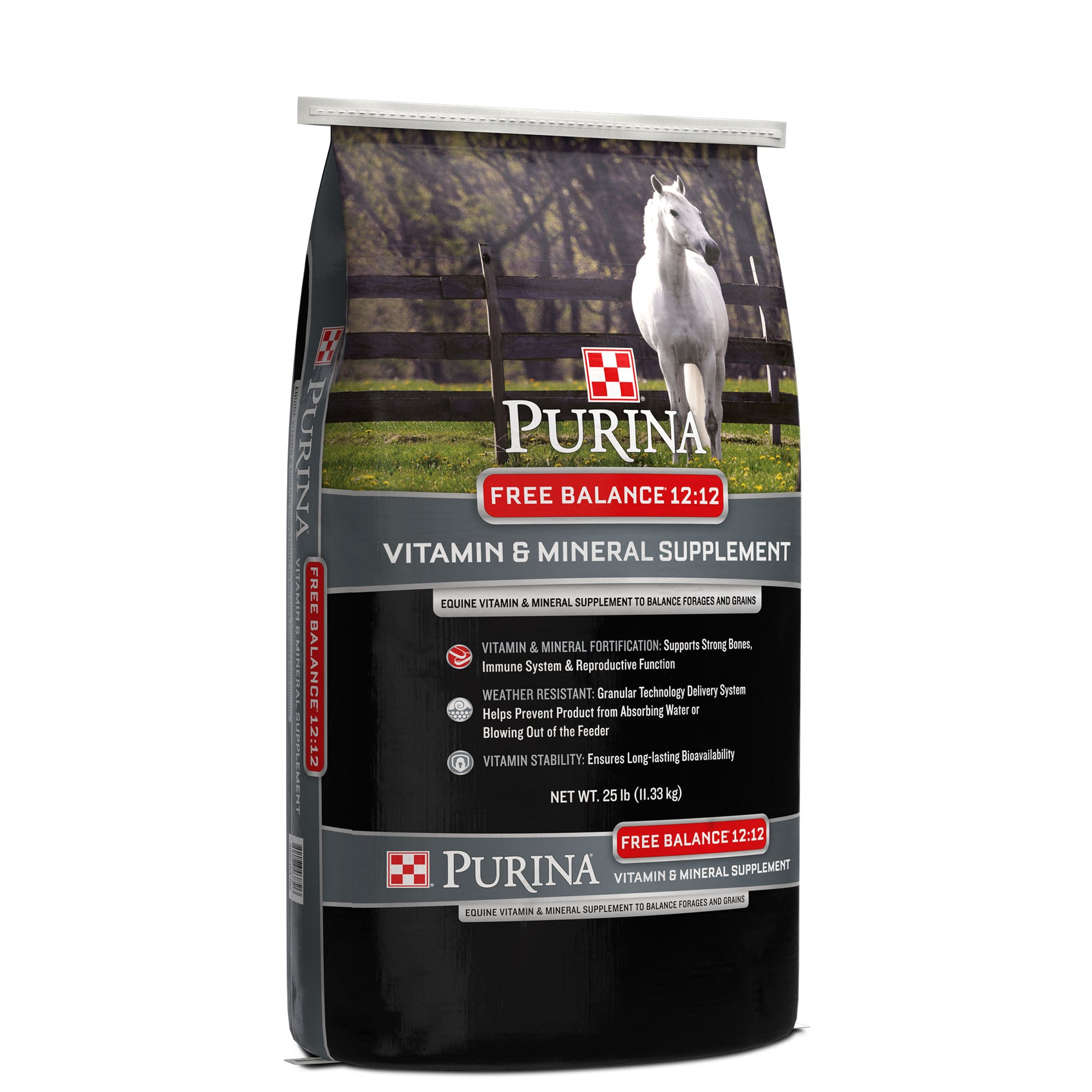 Left Angle of Free Balance 12:12 Vitamin and Mineral Supplement horse feed bag