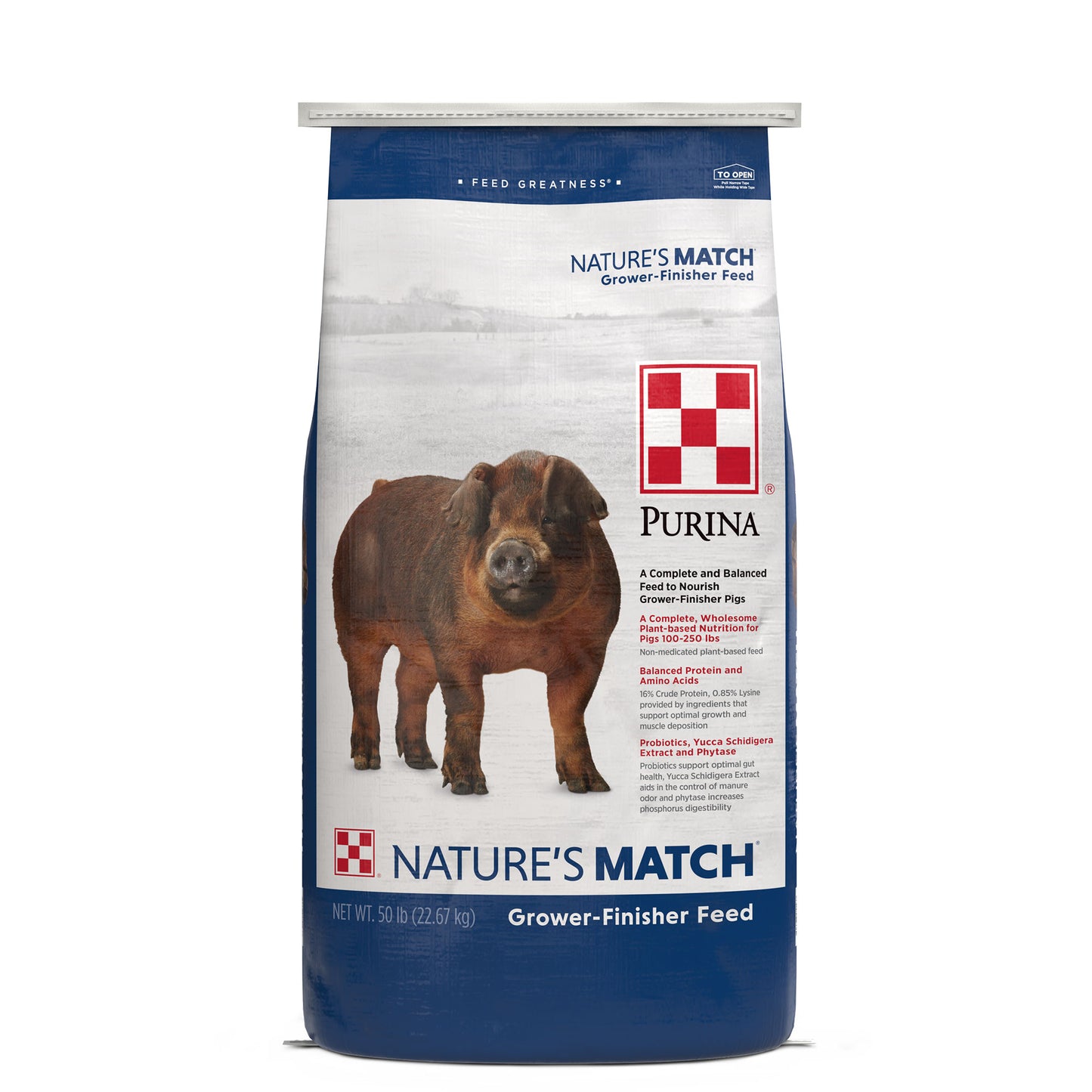 Front of Nature’s Match Grower-Finisher Swine Feed 50 Pound Bag