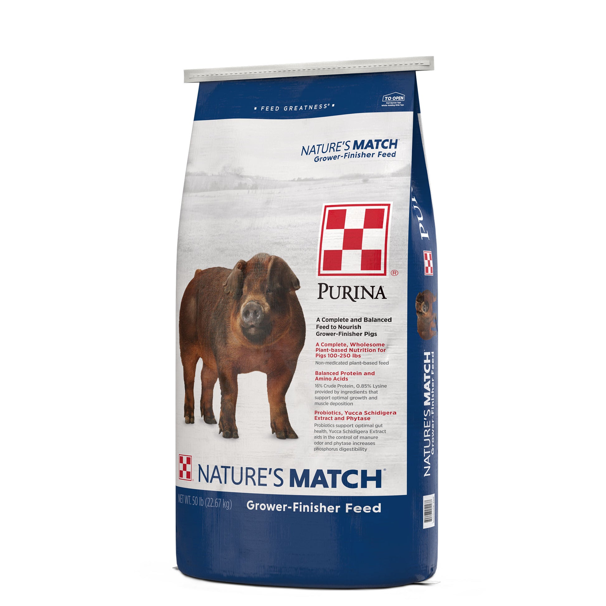 Right angle of Nature’s Match Grower-Finisher Swine Feed 50 Pound Bag