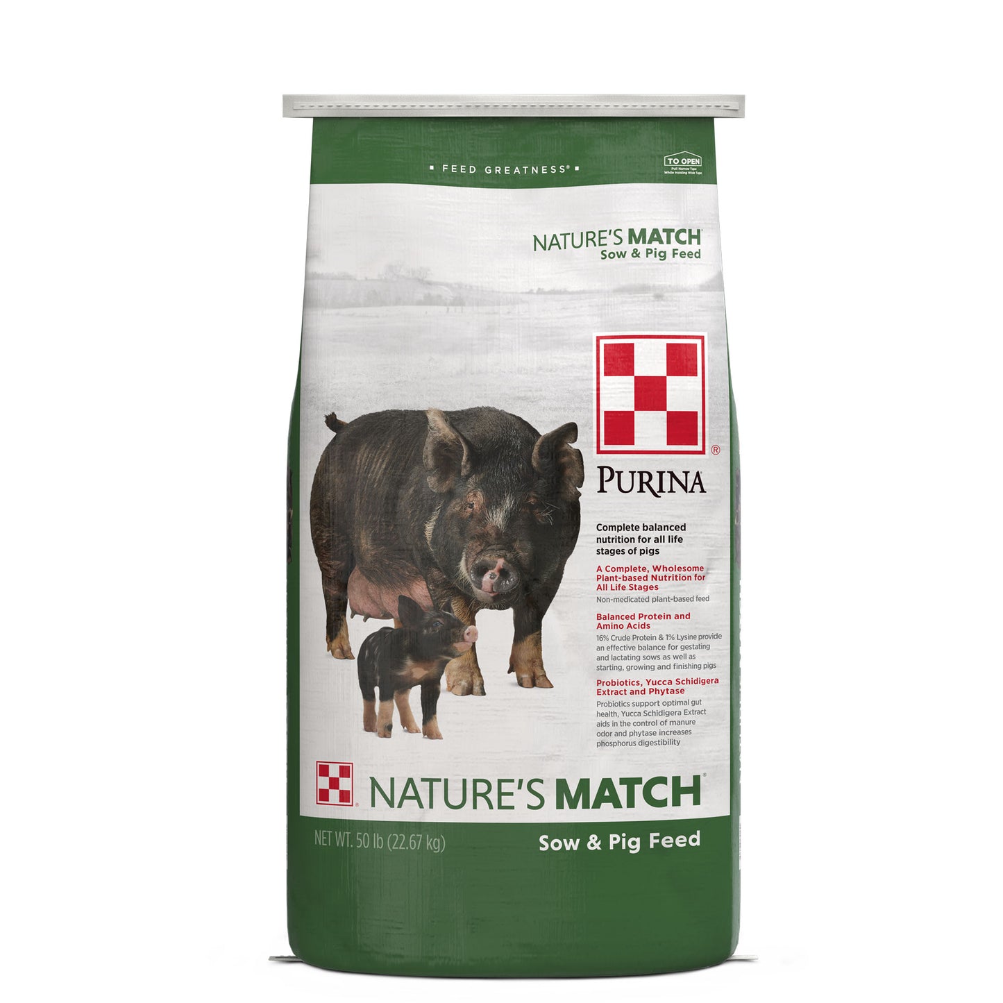 Front of Nature's Match Sow & Pig Complete 50 Pound Bag